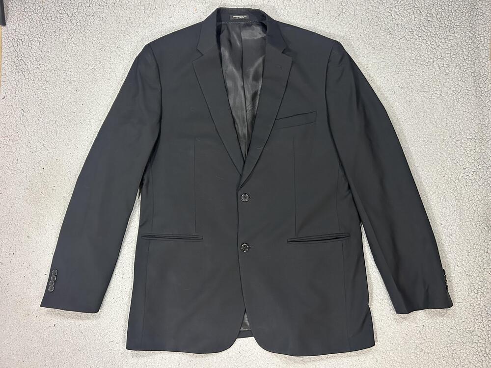 John Varvatos U.S.A. Suit Jacket Mens 44L Black Wool Meier SB Notch Lapel